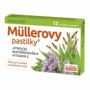 DR. MÜLLER Müllerovy pastilky s jitrocelem, mateřídouškou a vitaminem C 12 pastilek obraz