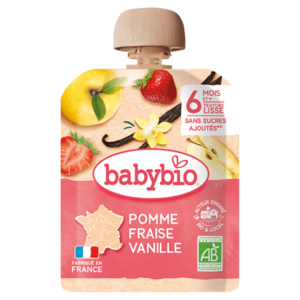 BABYBIO kapsička jablko jahoda vanilka 6m+ 90 g obraz