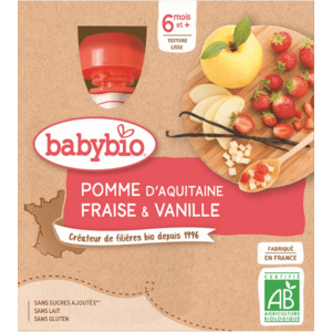 BABYBIO jablko s jahodami a vanilkou 4 x 90 g obraz