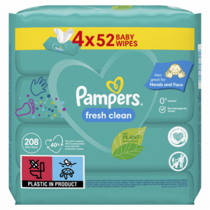 PAMPERS Fresh Clean Vlhčené ubrousky 4 x 52 ks obraz