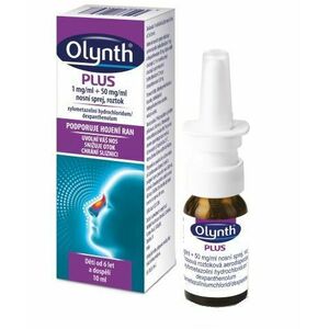 OLYNTH Plus 1 mg/ml + 50 mg/ml nosní sprej, roztok pro léčbu rýmy u dospělých a dětí od 6 let, 10 ml obraz