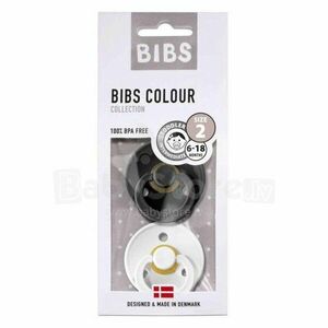 BIBS Colour dudlíky z přírodního kaučuku - velikost 2 Black / White 2 ks obraz