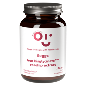 BEGGS Iron bisglycinate 20mg, rosehip extract 100 kapslí obraz