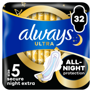 ALWAYS Ultra Secure Night Extra hygienické vložky (vel. 5) s křidélky 32 ks obraz