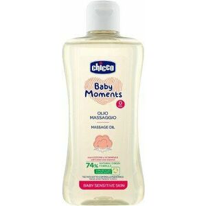 CHICCO Olej masážní s bavlnou a vitamínem E Baby Moments Sensitive 74 % přírodních složek 200 ml obraz