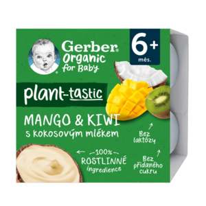 GERBER Organic 100% rostlinný dezert mango a kiwi s kokosovým mlékem 4 x 90 g obraz