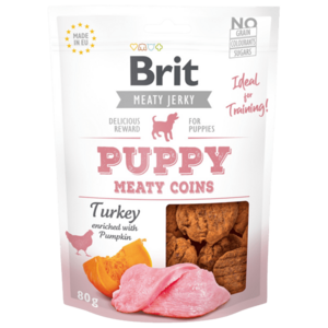 BRIT Jerky Puppy Turkey Meaty Coins pamlsky pro štěňata 80 g obraz