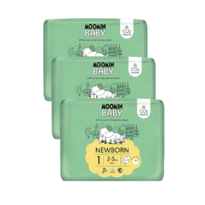 MOOMIN BABY 1 Newborn 2–5 kg, měsíční balení eko plen 75 ks obraz