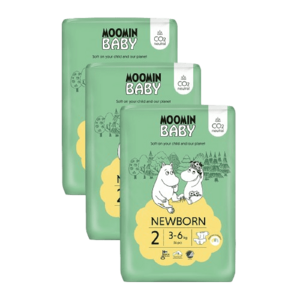 MOOMIN BABY 2 Newborn 3–6 kg, měsíční balení eko plen 168 ks obraz