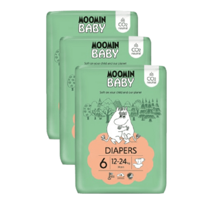 MOOMIN BABY 6 Maxi 12–24 kg, měsíční balení eko plen 102 ks obraz