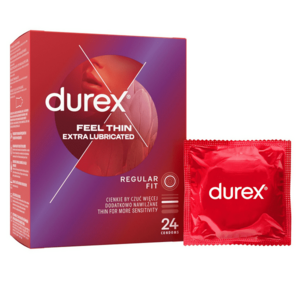 Durex Kondomy Feel Thin Extra Lubricated Regular Fit 24 ks obraz