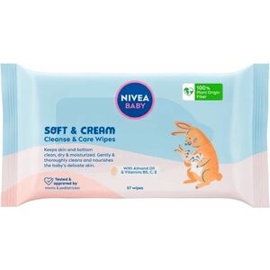 Nivea Vlhčené čistiace a ošetrujúce utierky Soft & Cream, 57 ks obraz