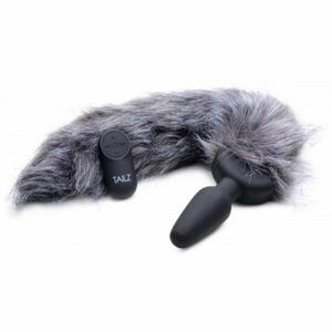 TAILZ Vibrační anální kolík s ovládáním Furry Fox 53, 3 cm, šedý obraz