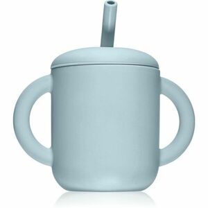 Mushie Training Cup with Straw hrnek s brčkem Powder-blue 175 ml obraz