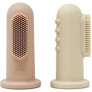 Mushie Finger Toothbrush dětský zubní kartáček na prst Shifting Sand/Blush 2 ks obraz