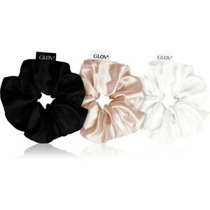 GLOV Satin Scrunchies M gumičky do vlasů Black/White/Sparkling Wine 3 ks obraz