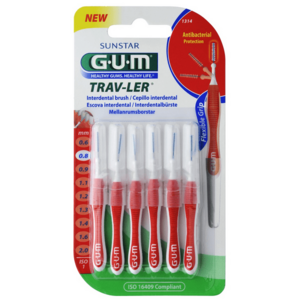 GUM TRAV-LER mezizubní kartáček s chlorhexidinem, cylindrický, ISO 1, 0, 8 mm, 6 ks obraz