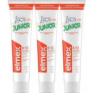 ELMEX Junior zubní pasta pro děti ve věku 6-12 let triopack 3 x 75 ml obraz