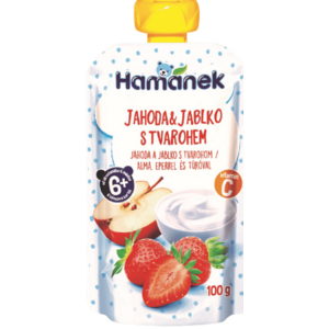 HAMÁNEK kapsička Jahoda a jablko s tvarohem 100 g obraz