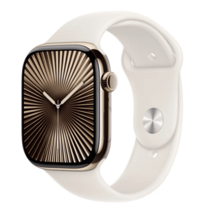 APPLE Watch Series 10 GPS + Cellular 42mm Gold Titanium Case with Starlight Sport Band - M/L obraz