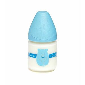 Suavinex Láhev skleněná savička S 0-6m 120 ml 1 ks modrá obraz