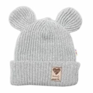 Baby Nellys Pletená bavlněná čepice, dvouvrstvá, Hand Made, šedá, 80/86 obraz