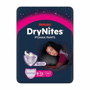Huggies DryNites Natahovací kalhotky pro dívky 8–⁠⁠⁠⁠⁠⁠13 let 30–48 kg 9 ks obraz