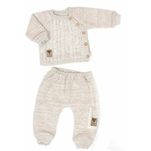 Baby Nellys Pletený svetřík a kalhoty s kapsou Hand Made 2D, Nature - béžový melírek obraz