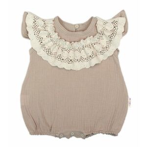 Baby Nellys Body s nohavičkami, mušelín s krajkou BOHO - béžové, vel. 86 obraz
