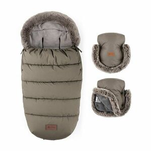 Petite&Mars Set zimní fusak Comfy 4v1 + rukavice na kočárek Furry Mocha Mousse obraz