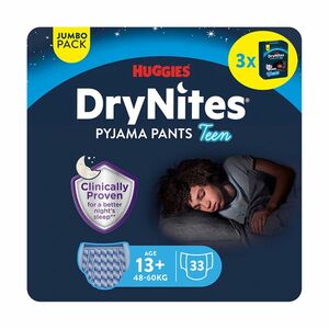 Huggies DryNites Natahovací kalhotky pro chlapce 13+ let 48–60 kg JUMBO 3x11 ks obraz