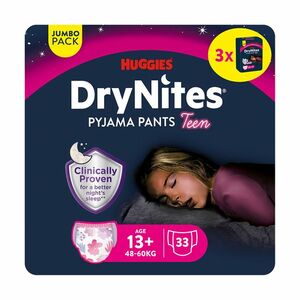 Huggies DryNites Natahovací kalhotky pro dívky 13+ let 48–60 kg JUMBO 3x11 ks obraz