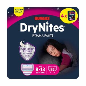 Huggies DryNites Natahovací kalhotky pro dívky 8–13 let 30–48 kg JUMBO 4x13 ks obraz