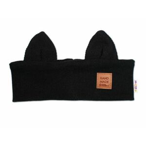 Baby Nellys Čelenka Cat s oušky pro děti Hand Made - černá 6-12m obraz