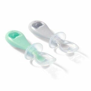Babyono Silikonové lžičky pro děti, měkké, flexibilní 2 ks, šedá/mátová obraz