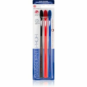 Swissdent Profi Colours zubní kartáčky soft - medium black, red, blue 3 ks obraz