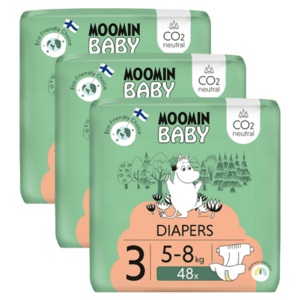 MOOMIN Baby 3 eko pleny měsíční balení midi 5-8 kg 144 kusů obraz