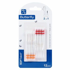 SOFTDENT Butterfly Mezizubní kartáček + párátko XS/S 12 kusů obraz