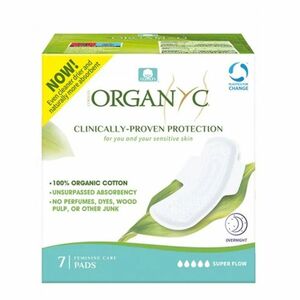 ORGANYC Noční vložky s křidélky extra silné prodloužené 7 kusů obraz