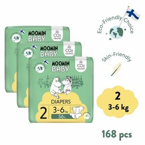 MOOMIN BABY 2 Eko plenky měsíční balení newborn 3–6 kg 168 ks obraz