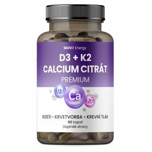 MOVIT Vitamín D3 1000 IU + K2 75 mcg + Calcium Citrát 90 kapslí obraz