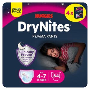 DRY NITES® Jumbo Natahovací kalhotky pro dívky 4-7 let 64 kusů obraz