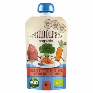 RUDOLFS Bio kapsička, Batáty, brokolice, mrkev s lososem 6m+ 110 g obraz