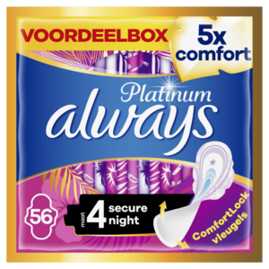 ALWAYS Ultra Hygienické Vložky Secure Night (velikost 4) s křidélky X 56 ks obraz