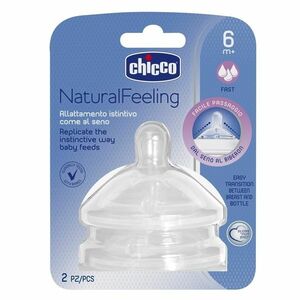 CHICCO Dudlík na láhev Natural Feeling silikon rychlý průtok 6m+ 2 ks obraz