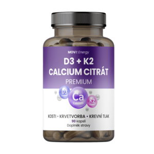 MOVIT ENERGY Vitamín D3 1000 IU + K2 75 mcg + Calcium Citrát 90 kapslí obraz
