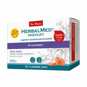 Dr. Weiss HerbalMed Šalvěj + ženšen + vitamin C BEZ CUKRU 24+6 pastilek obraz