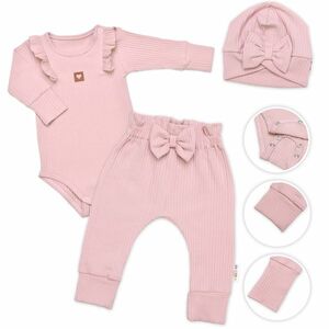 Baby Nellys Žebrovaná rostoucí souprava 3D, Baby Girl - pudrově růžová obraz