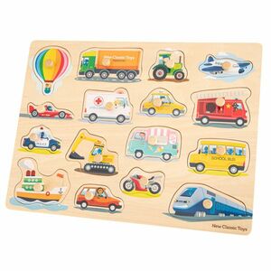 New Classic Toys Dřevěné vkládací puzzle - dopravní prostředky - 16 ks obraz