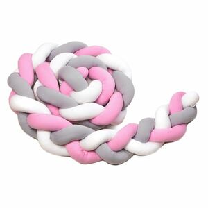 T-tomi Pletený mantinel 220 cm White + Grey + Pink obraz